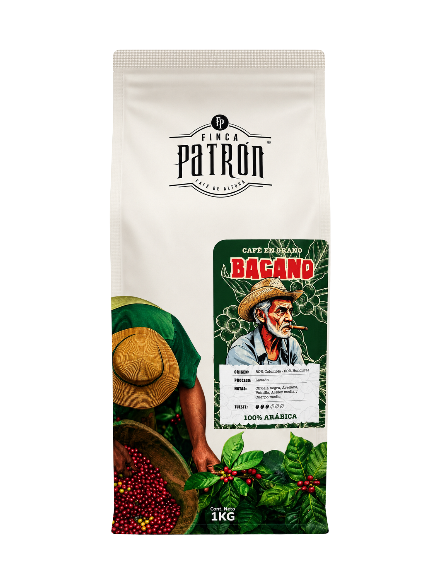 Café en Grano Finca Patrón Bacano 1Kg.