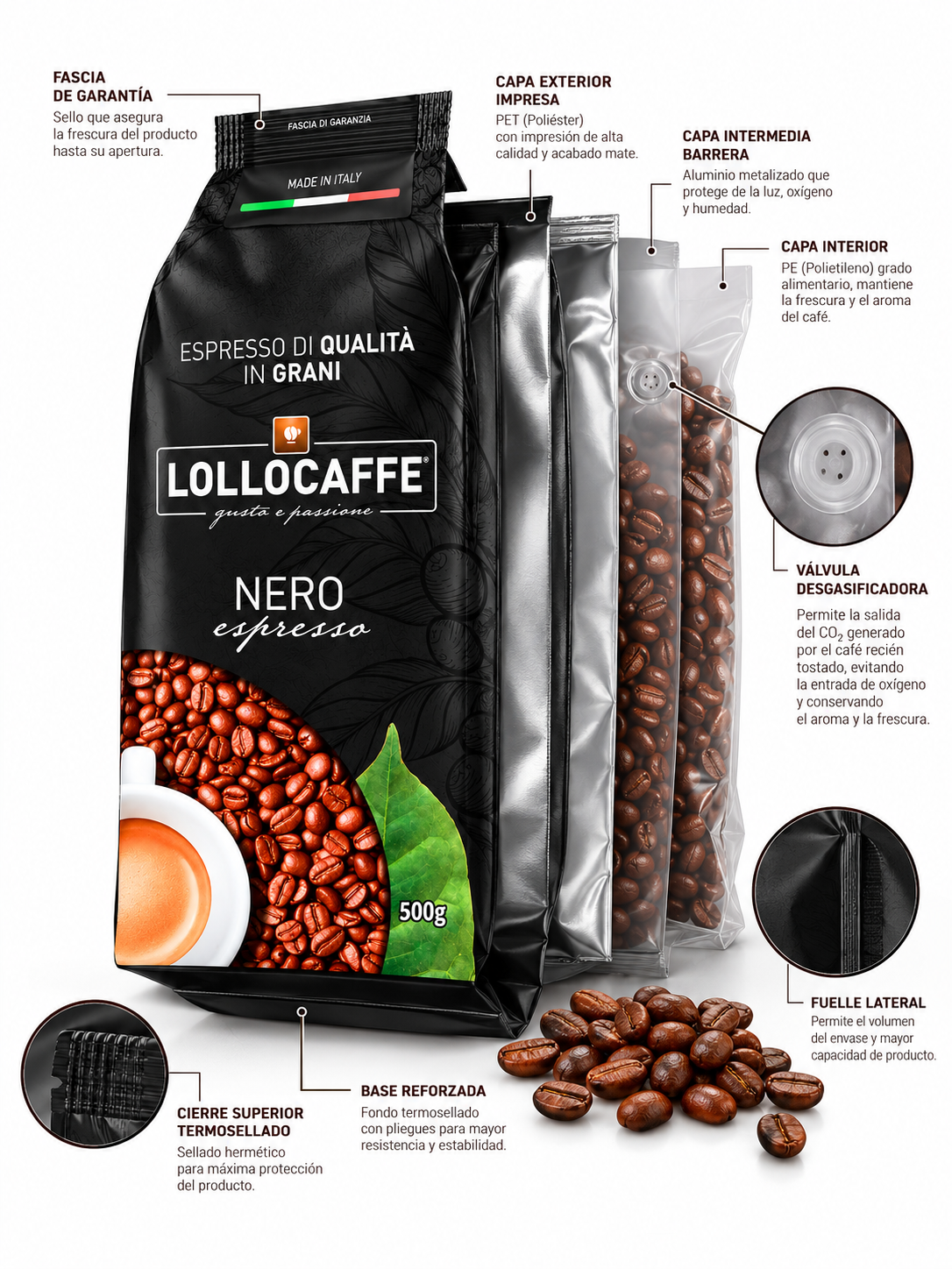 Café en Grano Lollo Caffé Nero Espresso 500 Grs.