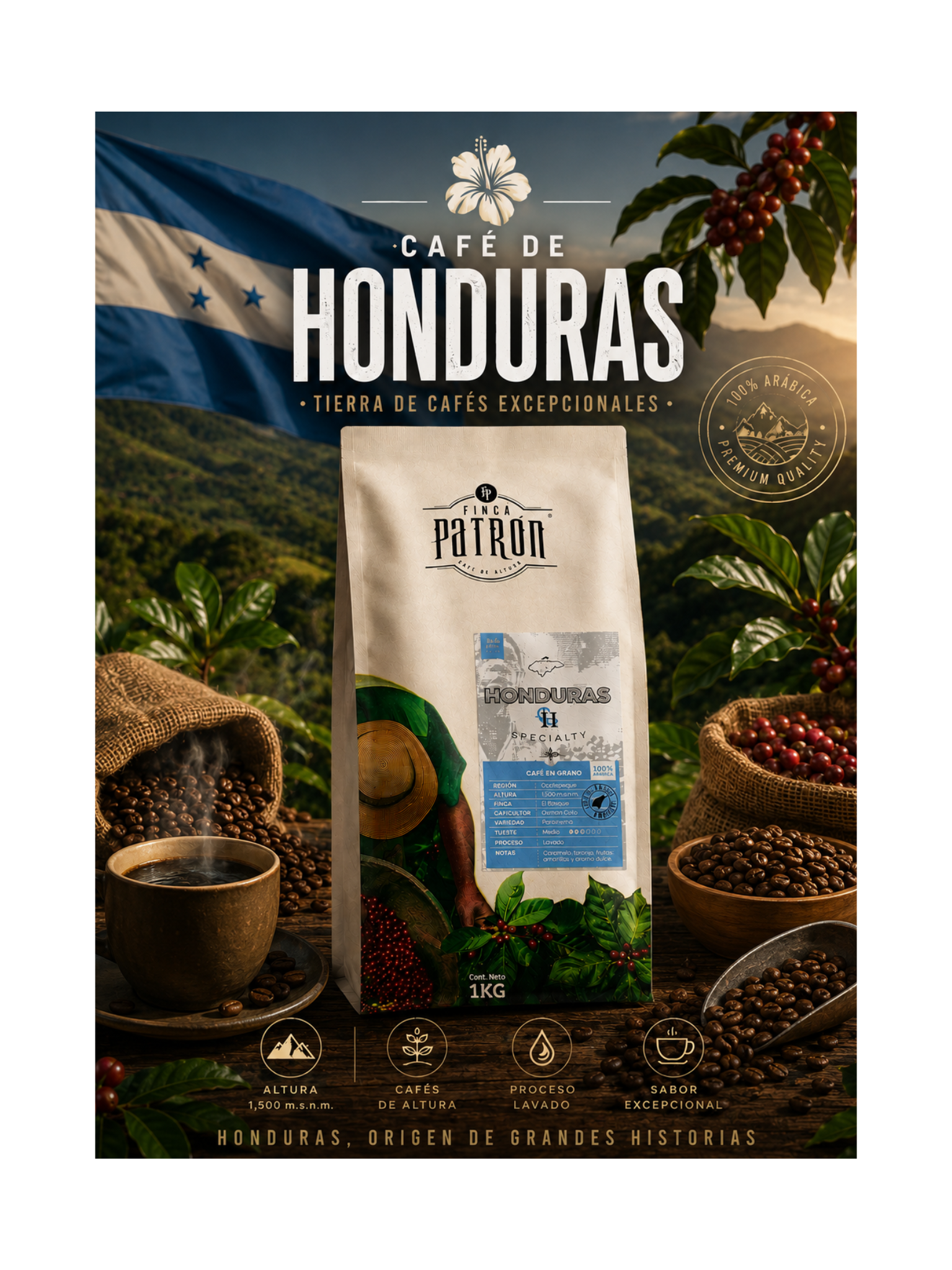 Café en Grano Finca Patrón Honduras - De Especialidad 84 ptos. S.C.A.