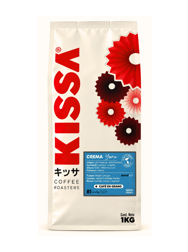 Imagen de Café En Grano Kissa Crema, 80% Colombia Y 20% Honduras. 1 Kg