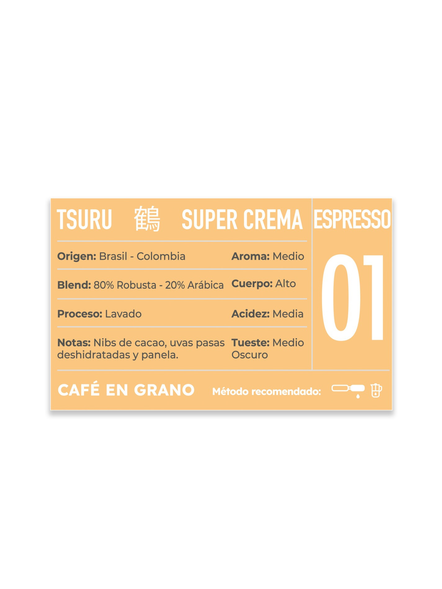 Café en Grano Kissa Tsuru Espresso Brasil Colombia 1Kg