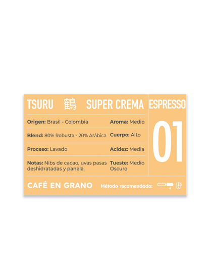 Café en Grano Kissa Tsuru Espresso Brasil Colombia 1Kg