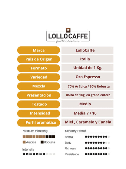 Café en Grano Lollo Caffé Oro Espresso 1Kg