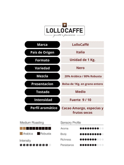 Café en Grano Lollo Caffé Nero Espresso 1Kg