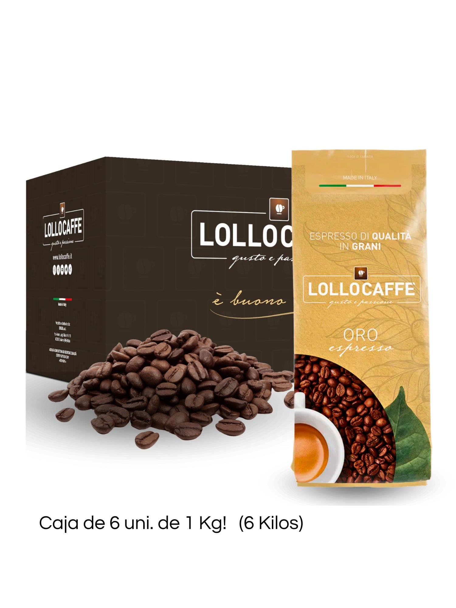 Café en Grano Lollo Caffé Oro Espresso 1Kg - Caja x 6 un.